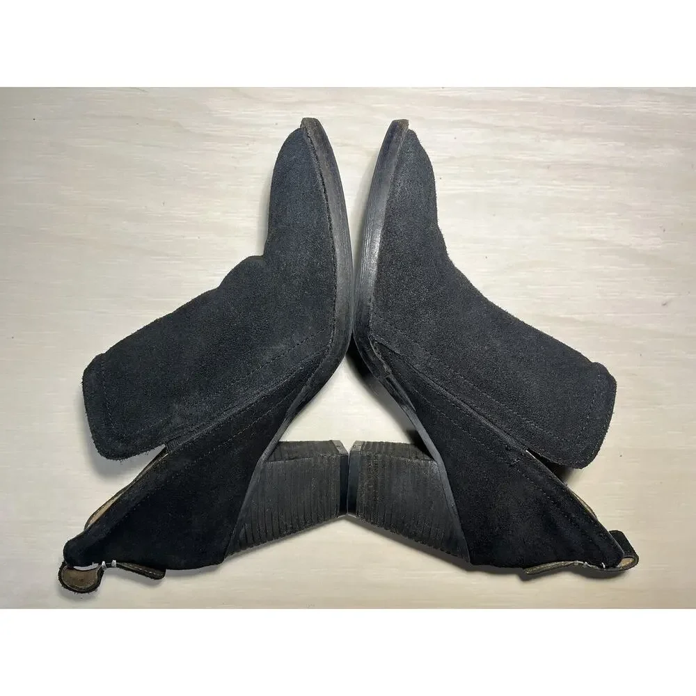 Jeffrey Campbell Boots 8.5 Ankle Burman Split Shaft Black Suede Block Heel‎